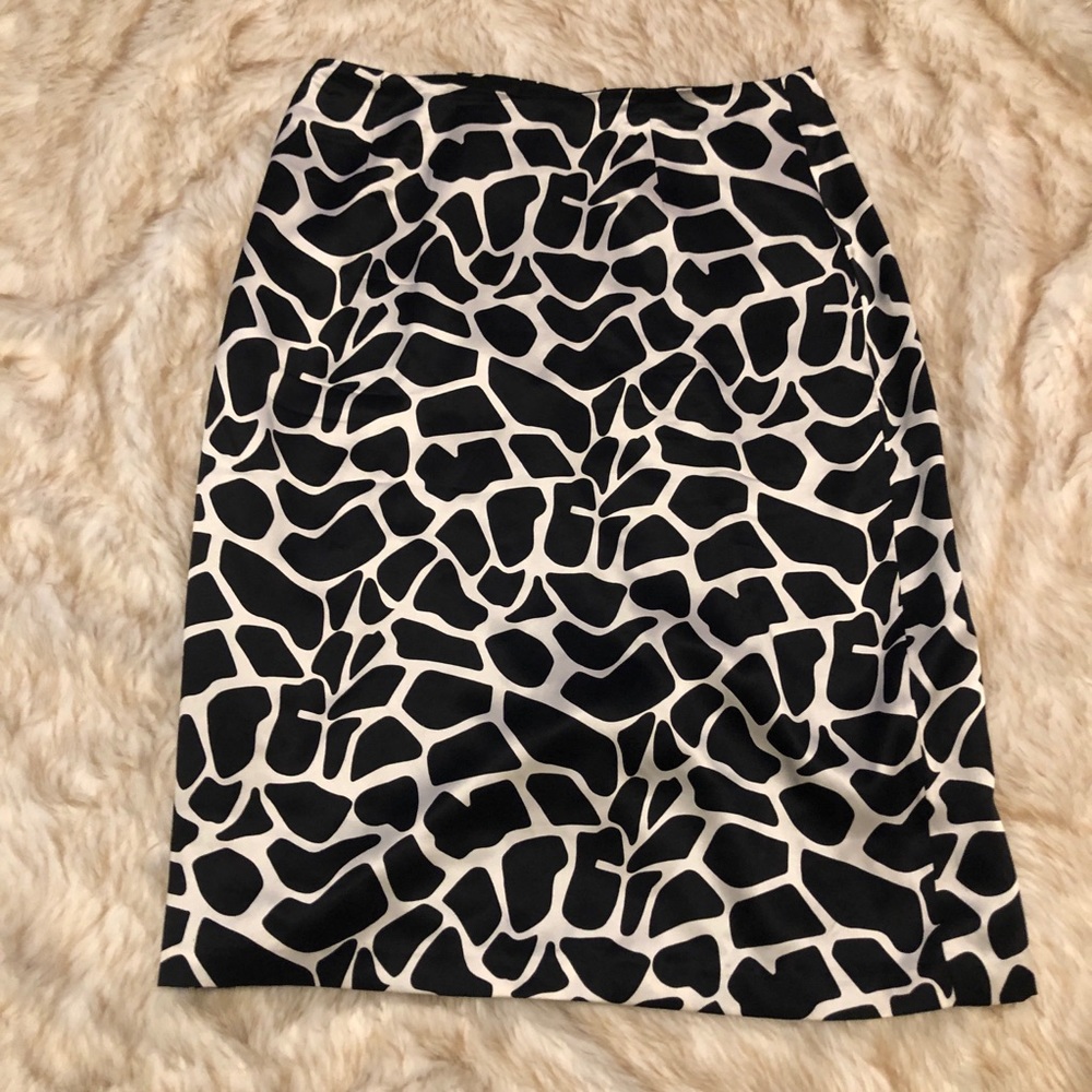 INC giraffe print silk skirt